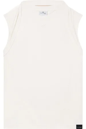 Courrèges Draped-detail cotton tank top