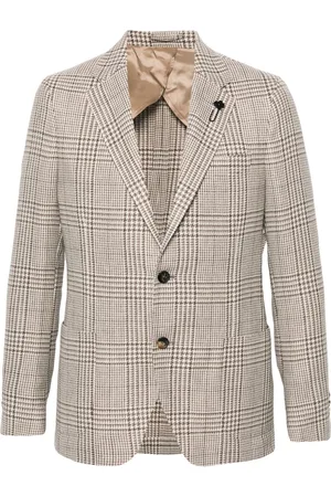LARDINI Single-breasted checked blazer