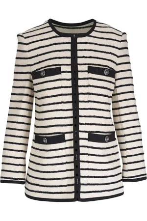 VERONICA BEARD Striped collarless blazer