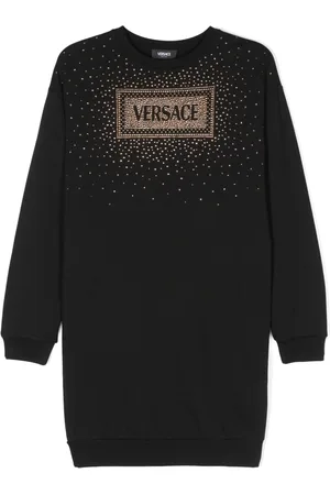 VERSACE Logo-rhinestones sweatshirt dress