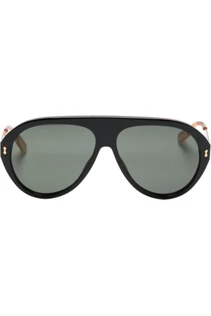 Gucci Logo-engraved navigator-frame sunglasses