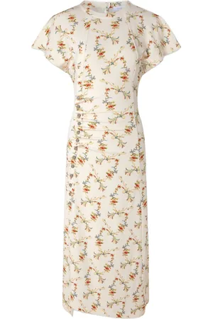 Paco rabanne Floral-print ruched midi dress