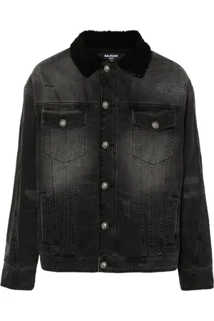 Balmain Shearling-lining denim jacket