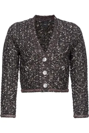 Pinko Bouclé V-neck cropped jacket