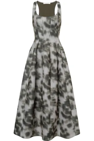 Serafini Abstract-print full-skirt dress