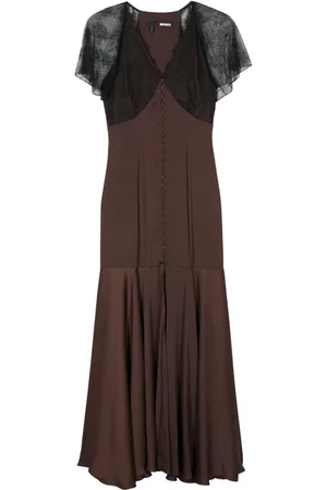 ROTATE Lace V-neck maxi dress