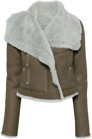 Rick Owens Shearling-lining biker jacket