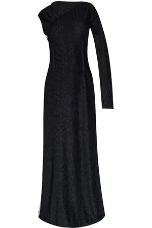 Y-3 Stripe-detailing one-shoulder maxi dress
