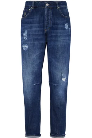 Brunello Cucinelli Distressed-finish straight-leg jeans