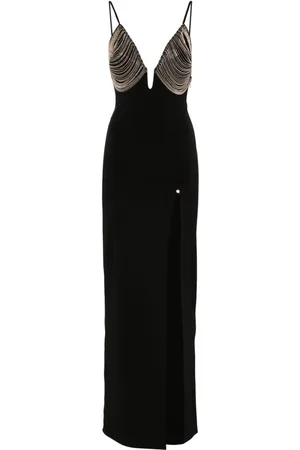 NISSA Fringe-detail maxi dress