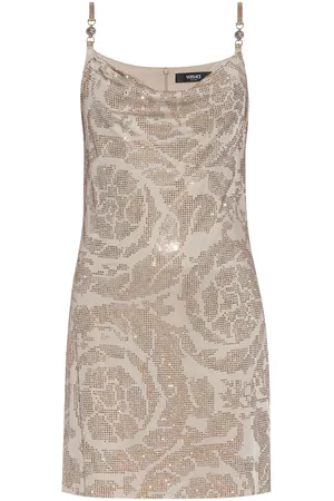 VERSACE Crystal Barocco slip mini dress
