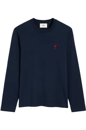 Ami Embroidered logo organic cotton longsleeved shirt