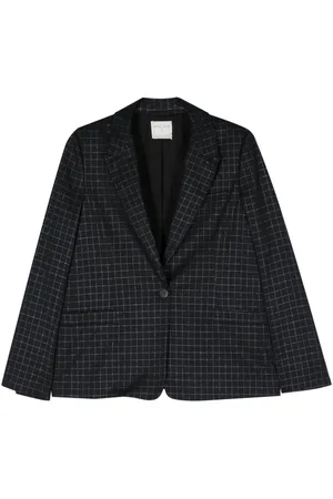 FORTE FORTE Grid-pattern single-breasted blazer