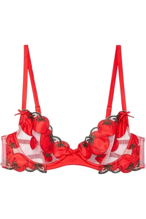 FLEUR DU MAL Pomodoro embroidered demi bra