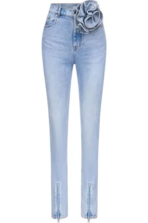 AREA Flower Corsage ankle-zip jeans