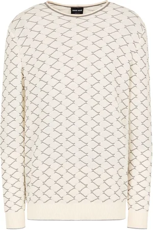 Giorgio Armani Zigzag-embroidered round-neck jumper
