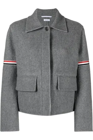 Thom Browne Grosgrain-stripe brushed jacket