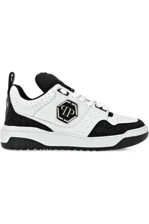 Philipp Plein Crystal-embellished leather sneakers