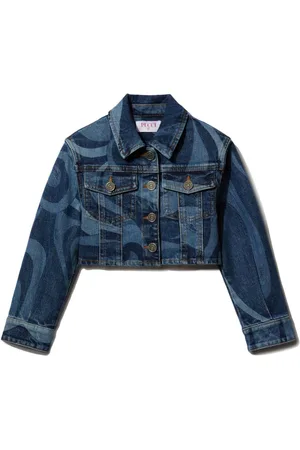 PUCCI Junior Marmo-print denim jacket