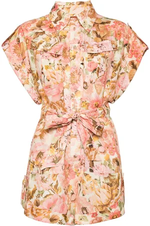 ZIMMERMANN Floral-print linen playsuit