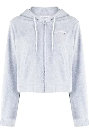 Chocoolate Logo-embroidered corduroy zipped hoodie