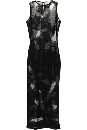 Alexander McQueen Feather-intarsia pencil dress