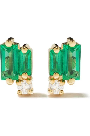 Suzanne Kalan 18kt yellow Fireworks emerald and diamond studs