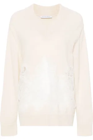 Viktor & Rolf Lace-detail V-neck jumper