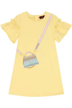 Aigner Bag-print ruffle-sleeve dress