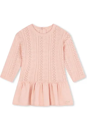 Chloé Logo-embroidered pointelle-knit minidress