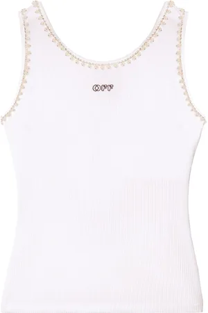 OFF-WHITE Pearl-embellished ribbed tank top