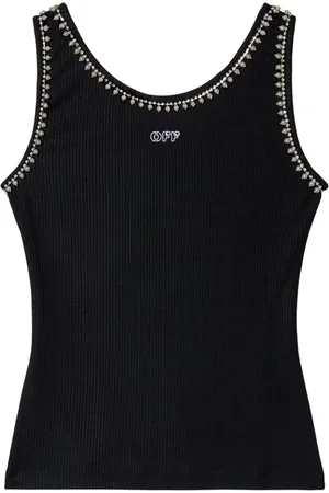 OFF-WHITE Pearl-embellished ribbed tank top