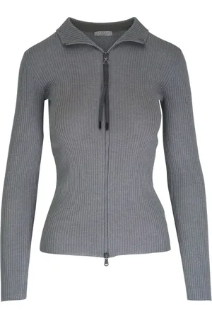 Brunello Cucinelli Cutaway collar zipped cardigan