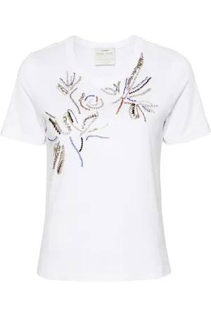 FORTE FORTE Bead-embellishment cotton T-shirt