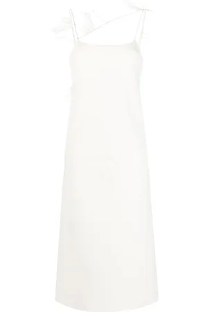 Jil Sander Feather-trim slip dress