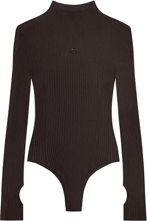 Courrèges Logo-embroidered ribbed bodysuit
