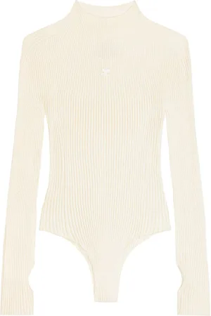 Courrèges Logo-embroidered ribbed bodysuit