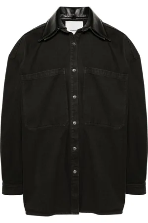 Nanushka Detachable-collar denim jacket