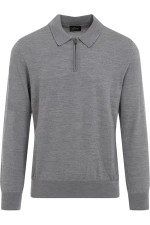 BRIONI Zip-fastening wool polo shirt