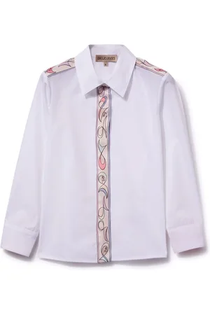 PUCCI Junior Contrast-trim long-sleeve shirt