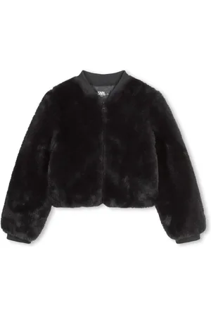 Karl Lagerfeld Embroidered logo faux fur jacket