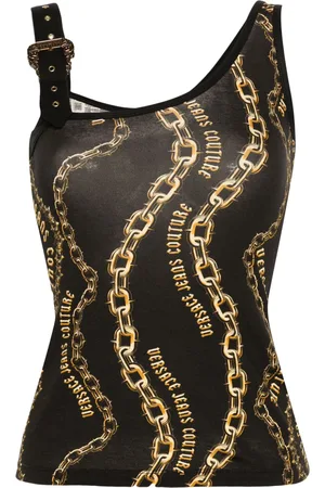 VERSACE Logo-chain tank top
