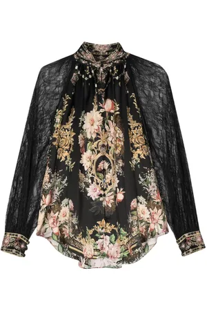 Camilla Lace-panels button-up shirt