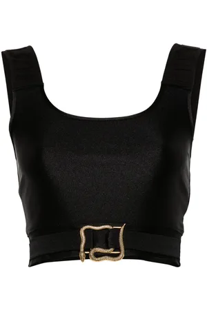 Roberto Cavalli Logo-straps crop top