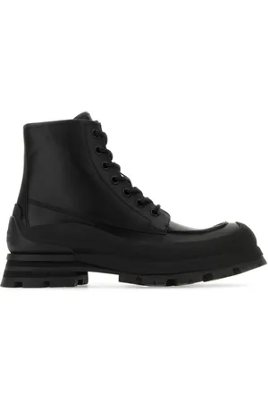 Alexander McQueen Logo-embossed leather combat boots
