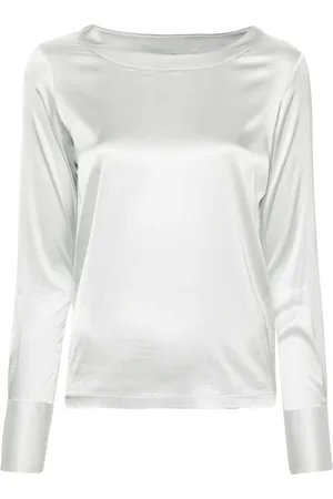 MAZZARELLI Boat-neck satin blouse
