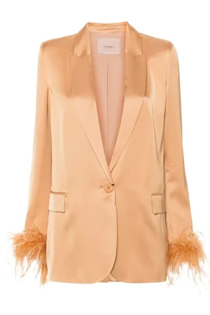 Twin-Set Feather-trim satin blazer