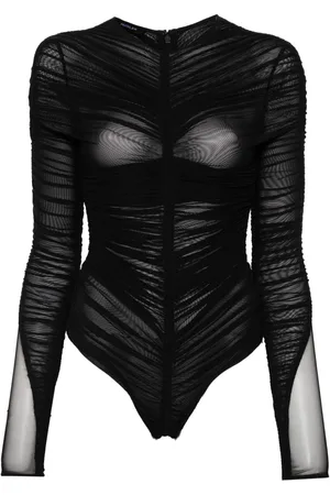 MUGLER Gathered semi-sheer bodysuit