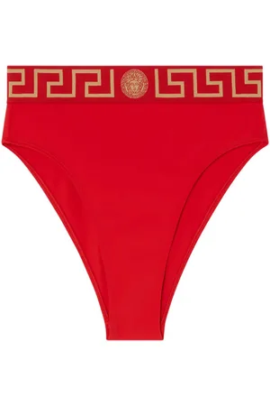 VERSACE Greca Border high-waist bikini bottoms