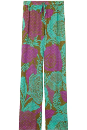ST. JOHN Floral-print wide-leg trousers